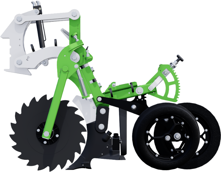 SMART DX Row Unit — coulter, depth wheel, and shank assembly